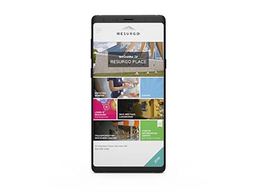 Resurgo Place — website on mobile