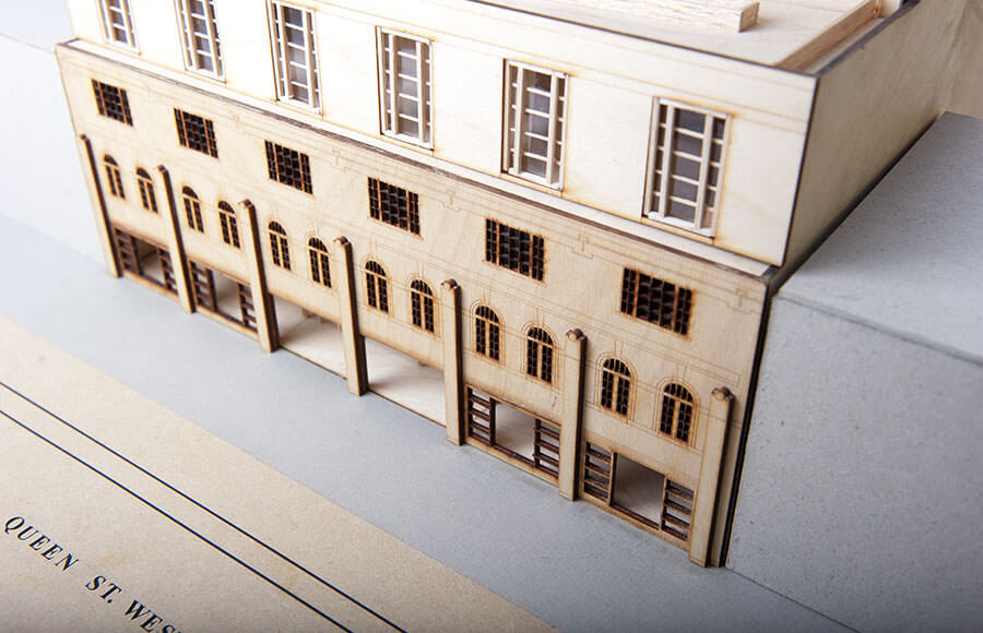 Building model — Queen Street West frontage detail